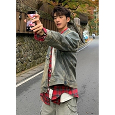 牛仔外套男复古水洗做旧夹克春秋痞帅炸街高街青少年上衣JA171，男装工装外套，星座1116A（原606A-3）