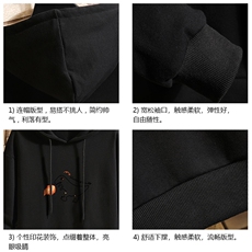 WY2040-P35加绒款-P40纯棉连帽卫衣男大码运动帽衫宽松薄砖墙，男装卫衣，电商A040A