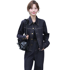 现货气质显瘦女装高级感24年新款秋季高端欧货牛仔喇叭腿裤两件套图片