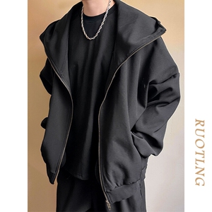 现货-重磅连帽卫衣外套男纯色休闲百搭时尚开衫夹克AJ23055 P88,男装夹克,电商A351