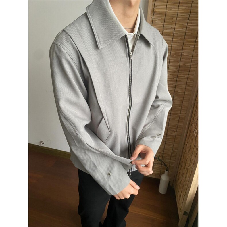 网图现货复古飞片合页解构翻领拉链夹克秋季行员外套R6803-P75，男装夹克，星座1005-4