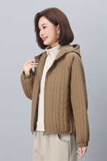 时尚显瘦竖条纹棉服宽松百搭保暖外套，女装棉衣/棉服，叶笙衣