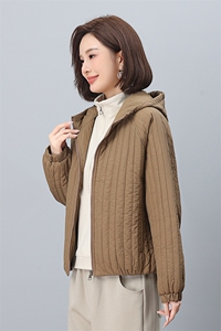 时尚显瘦竖条纹棉服 宽松百搭保暖外套图片