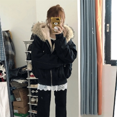 现货重磅boxy短款棉衣座山雕大毛毛领男女棉服水洗工装厚外套，男装棉衣，电商A486