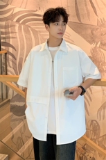 24年港风夏款工装纯色宽松短袖衬衫男CS112P38，男装衬衫，星座1204-3