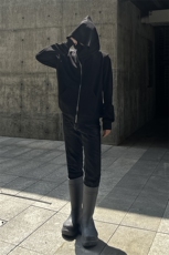 B221美式ins高街暗黑拉链宽松开衫卫衣连帽外套SY2314-P80控108，男装卫衣，电商B221