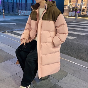 长款棉服男潮拼色情侣上衣港风加厚保暖宽松立领外套M003-P100图片