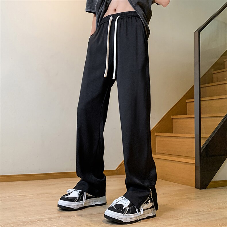 夏季新款冰丝垂感港风休闲裤西裤男免烫宽松凉感K23210-P43控58图片