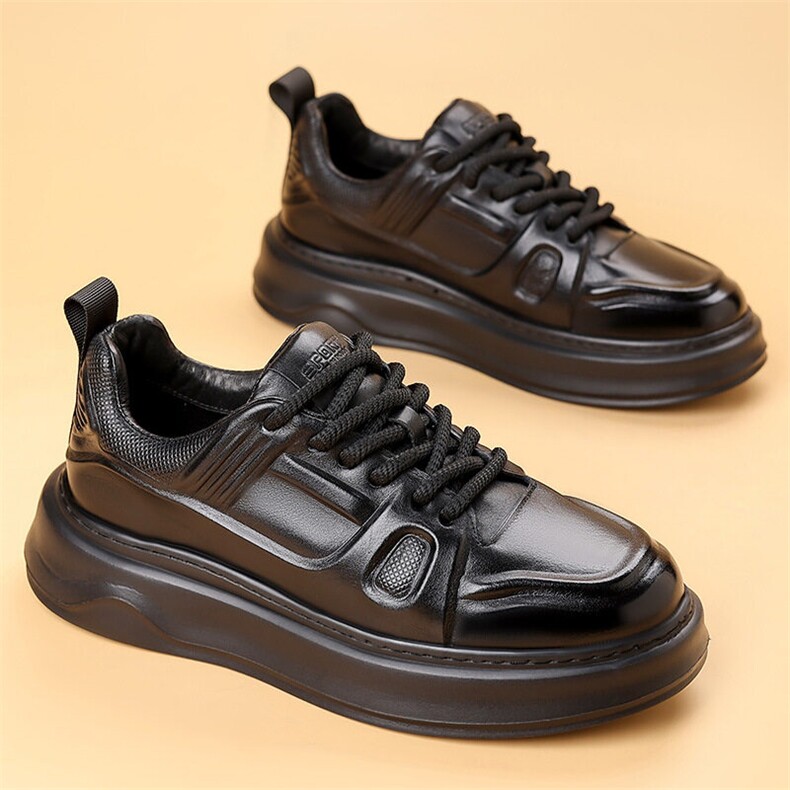 X4690-275头层牛皮板鞋男面包鞋百搭休闲鞋男潮休闲皮鞋，男鞋皮鞋，星座1407-3