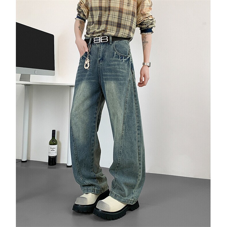 现货！高品质宽松阔腿裤弯刀裤加大码牛仔裤310A-2BK500P65控98,男装牛仔裤,星座310A-2