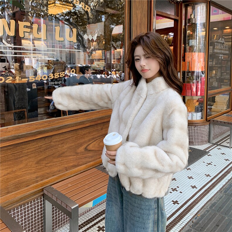 现大货仿水貂绒皮毛一体外套2611P205K308,女装皮草,2C029
