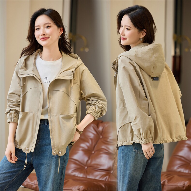 2025年秋季连帽休闲短外套，女装短外套，文熹诺