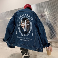 牛仔外套男春美式高街hiphop痞帅炸街夹克宽松潮牌上衣JK1033-P68，男装工装外套，星座1103-3