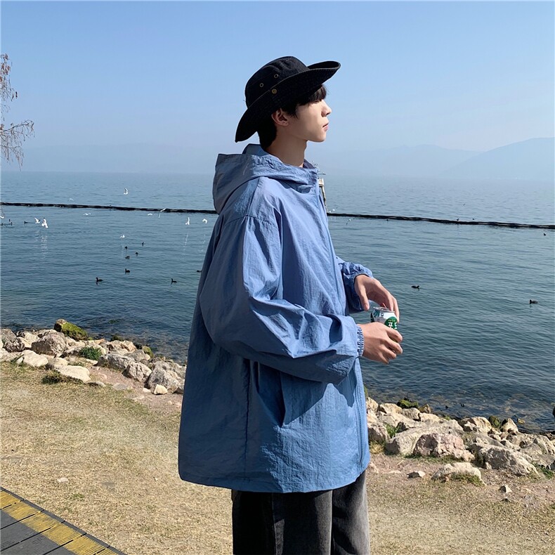 中性风2023夏季新款宽松遮阳薄款外套防晒服A061-JM1426-P40控58，男装防晒衣，电商A061-1
