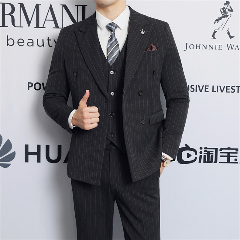 2025新款条纹双排扣潮款休闲西服男士2202-P235,男装西服,星座311B