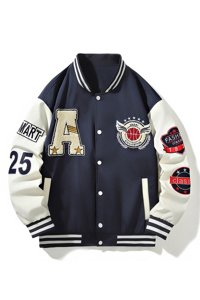 现货春季美式棒球服宽松休闲潮流痞帅立领夹克A436-22129-P68,男装夹克,电商A436