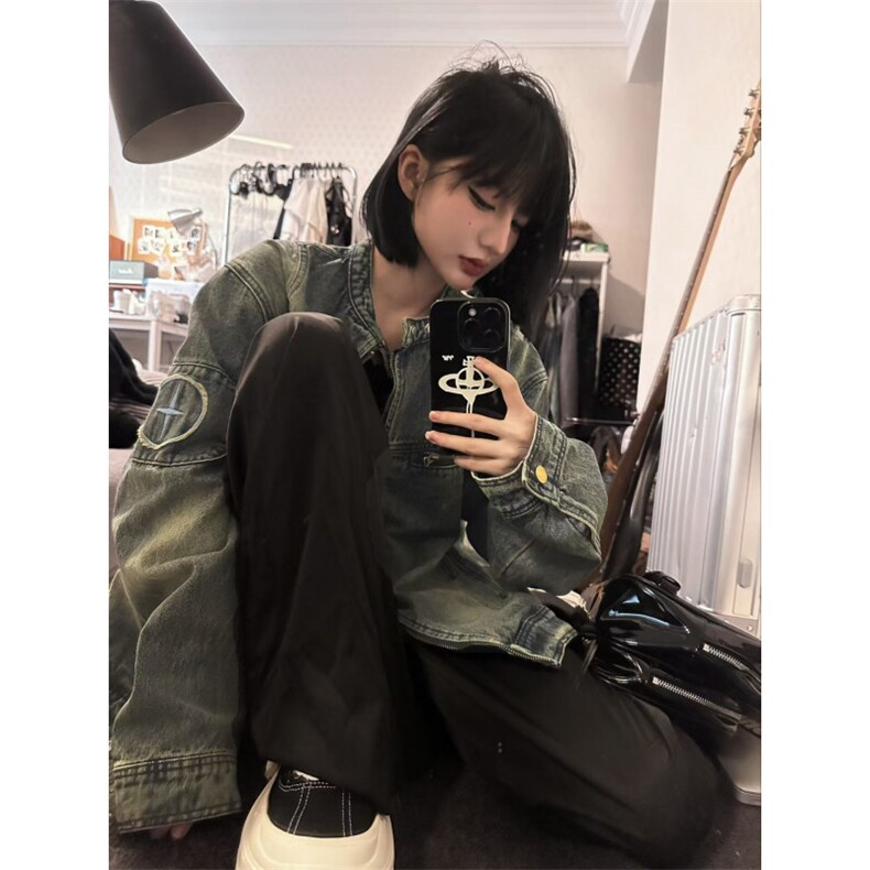 【有货】美式复古水洗做旧牛仔外套男女春秋短款夹克W353WW-特P75,男装夹克,星座1007（原301D）