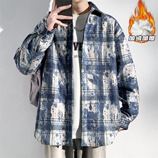 2024冬季新款港风光影墙大码灯芯绒加绒衬衫M-5XHC24971-P60，男装衬衫，电商A022