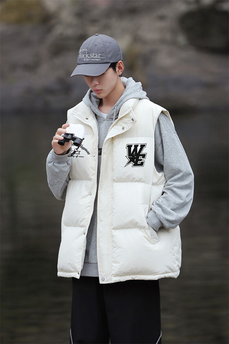 山系新标白鸭绒字母印花休闲羽绒马甲A247-MJ114特批115控168,男装背心/马甲,电商A247