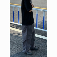 夏款直筒宽松阔腿垂感凉感降落伞潮流显瘦情侣休闲裤CK266-p42，男装休闲裤，星座1008