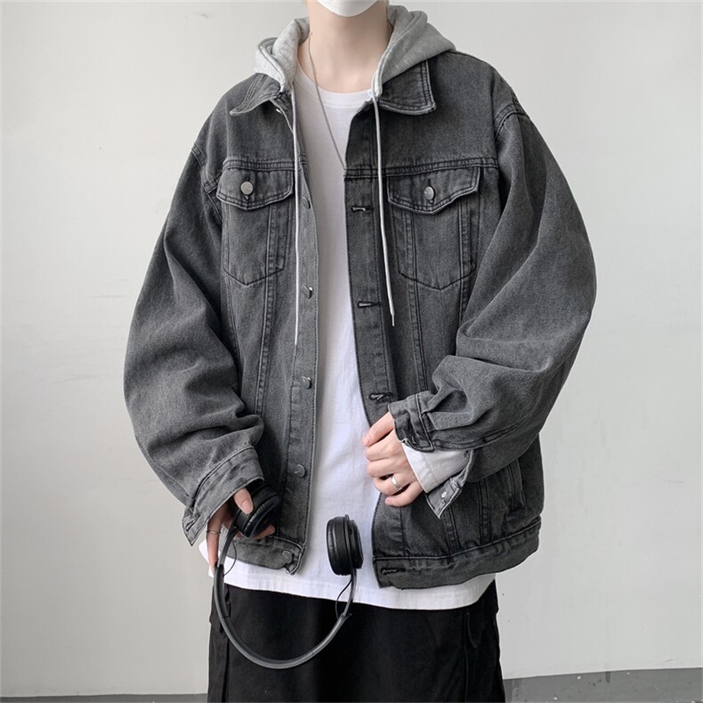 爆爆2025秋大码男士连帽牛仔情侣宽松外套百搭牛仔夹克JK780-P76,男装夹克,星座1103-3