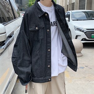 百搭秋季外衣牛仔外套上衣ins港风夹克男宽松休闲学生 W1059-P55图片