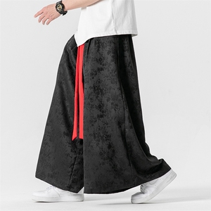 夏季新款 新中式风缎面提花阔腿裤大码汉服休闲裤 K255/P70图片