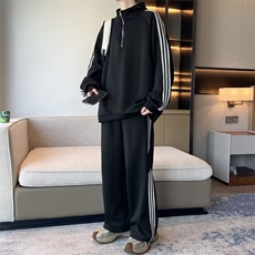 美式卫衣男春秋季2025新款立领半拉链长袖套头宽松休闲卫裤两件套，男装休闲套装，星座410-6（原星座1304-1）