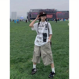 【有货】DYK8026-批55高质量美式大口袋阔腿七分裤男女夏季短裤图片