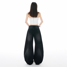 美式复古阔腿弯刀牛仔裤男女2026新款宽松直筒镰刀长裤YD9048-P60，男装牛仔裤，星座509