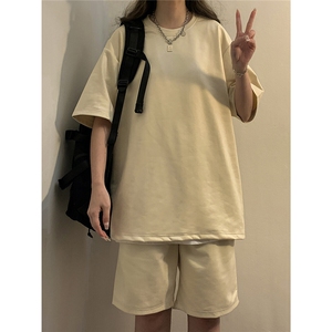 中性风麂皮绒短袖T恤男DT8766P23短裤男DK8767P32套装TZ8757P55图片