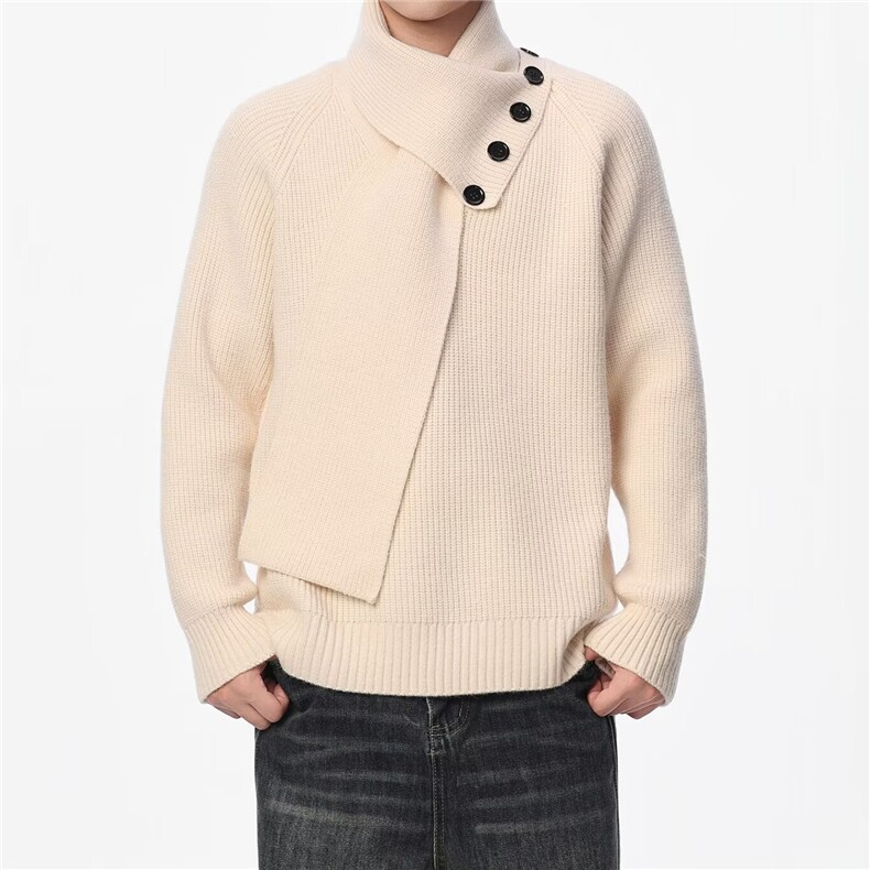 1506-1/MYM2021高品质带围巾毛衣/P62立领毛衣外套时尚方形纽扣男,男装针织衫/毛衣,星座1506-1