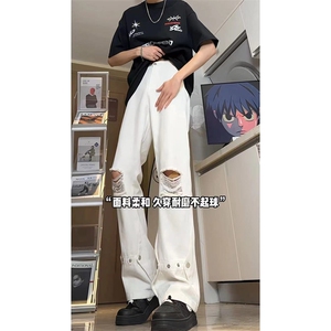 夏季ins美式高街 hiphop破洞铆钉牛仔裤货号K750P60图片