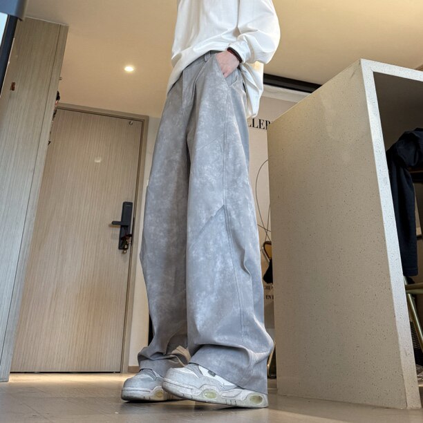 网图 扎染脏脏裤美式复古直筒休闲宽松百搭长裤K2637-P50图片