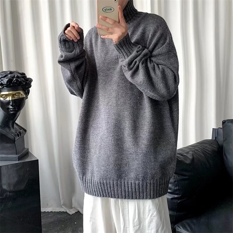 毛衣男宽松慵懒港风ins潮牌针织衫青少年纯色高领毛线衣MY45-P40,男装针织衫/毛衣,星座1008-2