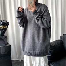 毛衣男宽松慵懒港风ins潮牌针织衫青少年纯色高领毛线衣MY45-P40，男装针织衫/毛衣，星座1008-2