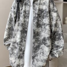 3007-P432025美式复古扎染衬衫男生宽松大码衬衣外套男春潮，男装衬衫，电商B323A