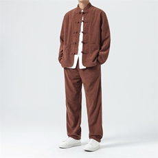 男士外套灯芯绒夹克套装盘扣立领风XZ1512-2501套装-P110，男装夹克，星座1512