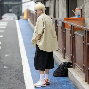 七分袖衬衫男生短袖港风日系夏季半袖衬衣薄款ins潮流外套高级感图片