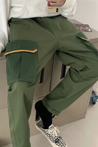 【】A003-AZ129-P55新款大口袋工装裤绑带休闲裤图片