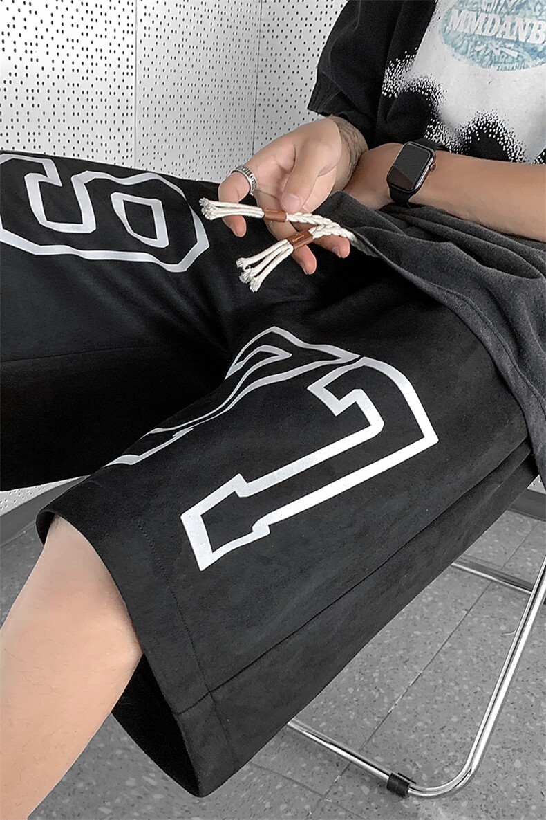 麂皮绒数字印花短裤男美式篮球运动五分裤B239-1512-P43控价59,男装休闲裤,星座514-2(原B239)