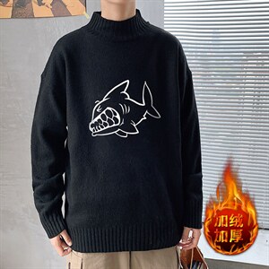 M18041-P45 加绒款-P65半高领毛衣男士大码针织衫男毛线衣男图片