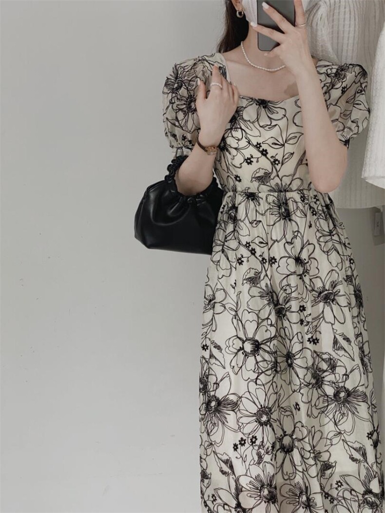 植绒连衣裙，女装连衣裙，驿谷