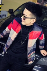 社会风春秋修身格子棒球领夹克B297-1359-P70，男装夹克，电商B297