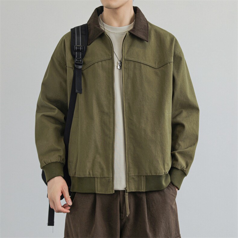 秋季大货拼色衬衫领纯棉宽松夹克男上衣外套DSA157B-J182-P75,男装夹克,电商A157B