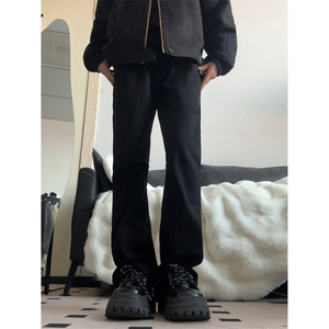 B221美式高街水泥灰弹力直筒牛仔裤LK24146-P60控79 加绒P70控99图片