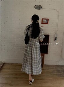 夏款.格子连衣裙图片