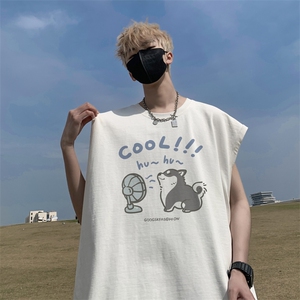 夏季新款外景港风宽松运动无袖T恤男潮牌百搭坎肩背心 BX9690/P25图片