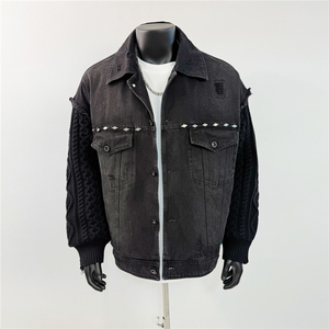 2025新款男士冬牛仔针织拼接羽绒服外套D213-6277-P430