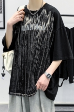 夏装港风青少年潮水洗圆领半袖男女印花短袖T恤1555-P50控价68，男装T恤，电商A441-1